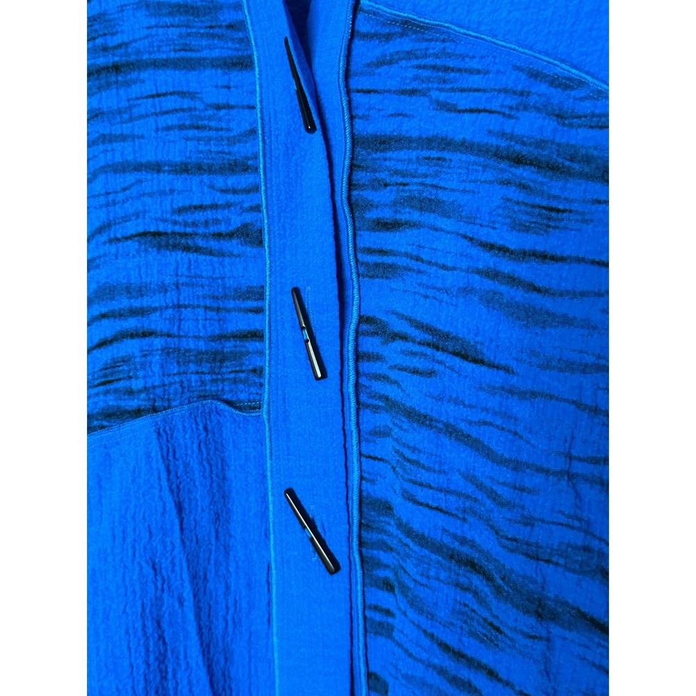 Ali Miles Gauzy Blue Tiger Print Tunic Top M Artsy‎ Lagenlook Career Art To Wear - Picture 4 of 6